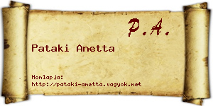 Pataki Anetta névjegykártya